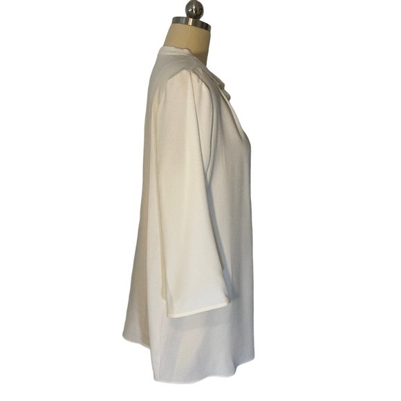 Maternal America White Tie Neck Tunic Blouse V Neck  3/4 Sleeve sz M $86 NWT! - Picture 3 of 4